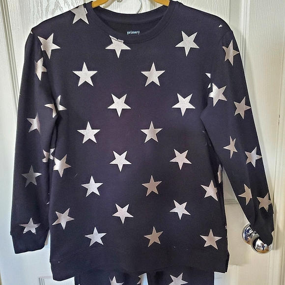 Primary (2) Piece Black & Silver Star Sweatshirt Tunic Sweatpants Girls Size 12 - Picture 5 of 12